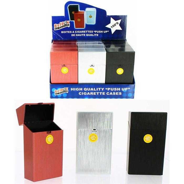 Boite à cigarette 100S Cuivre, Noir, Gris (Présentoir de 12)